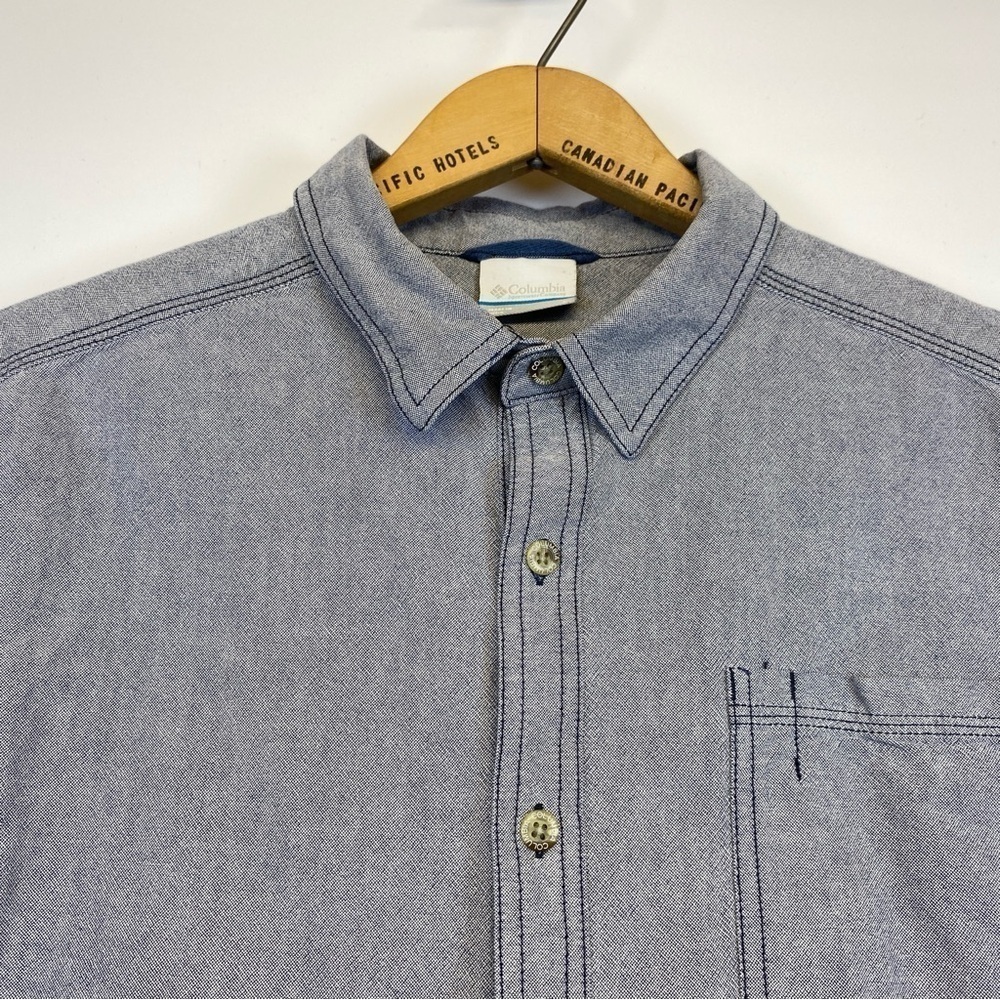 Columbia Sportswear Mens Adult Large Blue One Pocket Shirt Casual - Picture 8 of 9